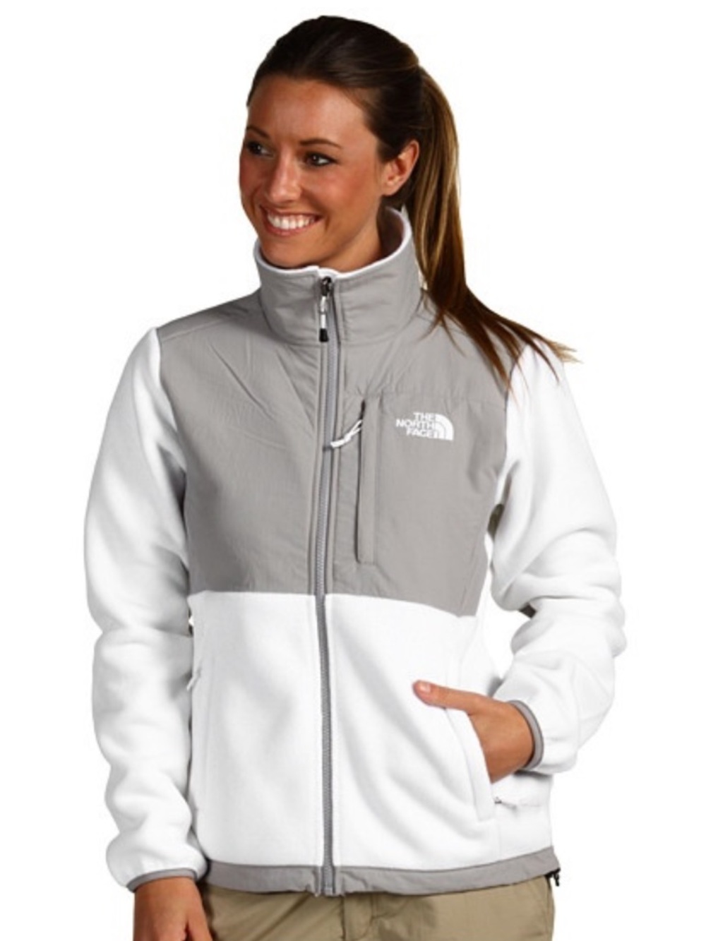 The North Face Women's Gray  and Light Gray Full-Zip Fleece Denali Jacket
